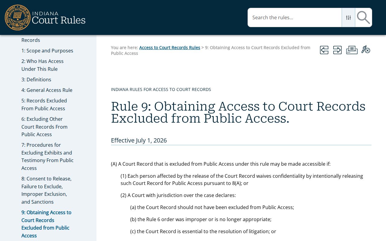 Owen County restricted case lookup Rule 9