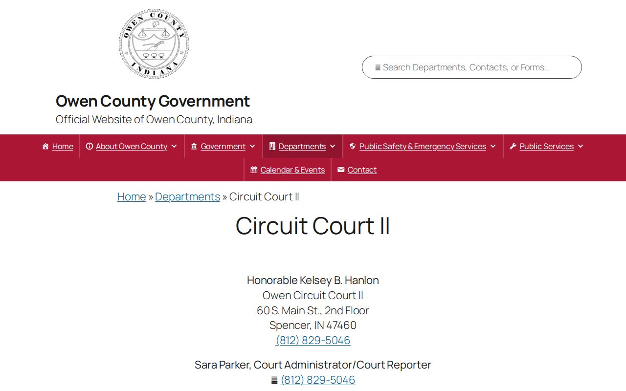 Official Owen Circuit Court II page
