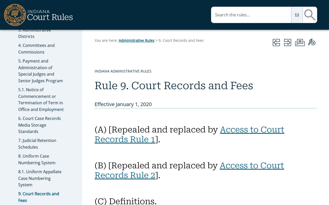 Indiana Administrative Rule 9 calendar reference