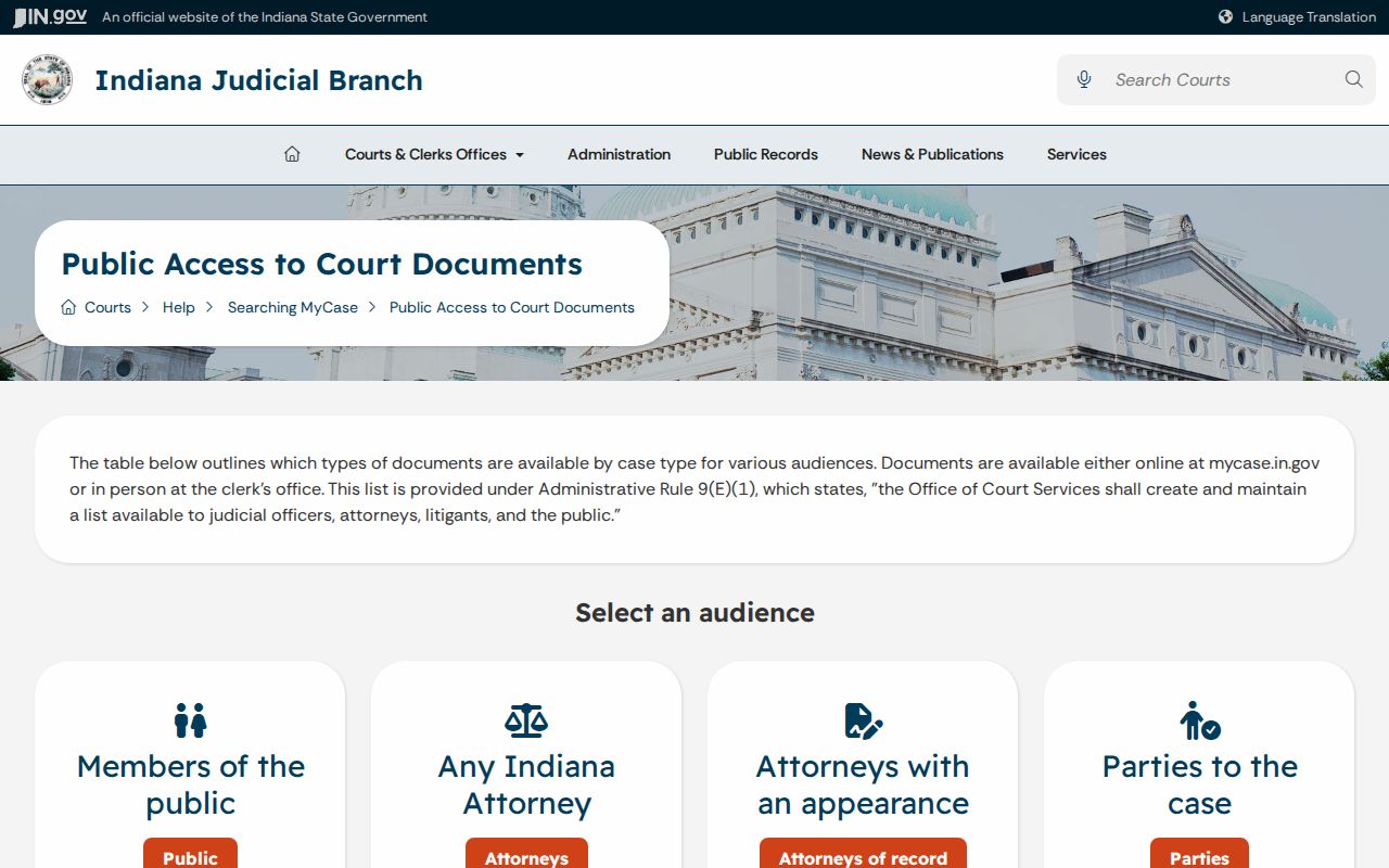MyCase document access matrix