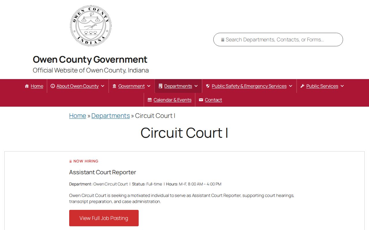 Official Owen Circuit Court I page