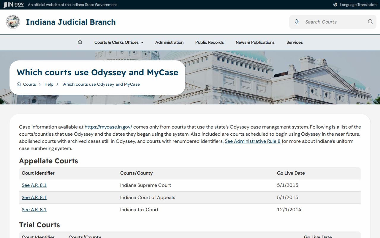 Owen County court docket Odyssey identifiers source