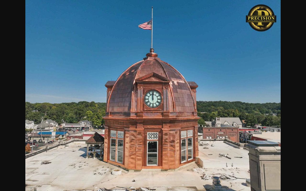Copper dome restoration at the Owen County Courthouse in Spencer